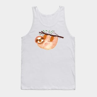 Kawaii Sloth Watercolor Tank Top